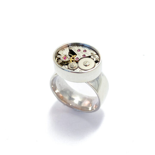 Ring silver (925) with mechanical movement