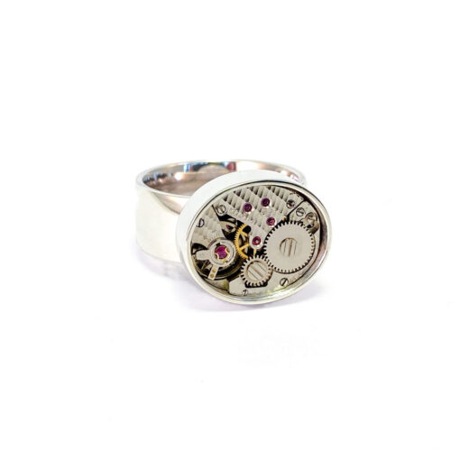 Ring silver (925) with mechanical movement - Image 2