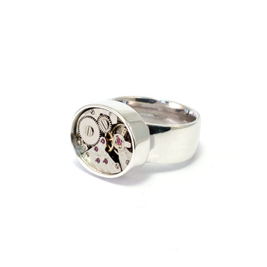 Ring silver (925) with mechanical movement - Image 3