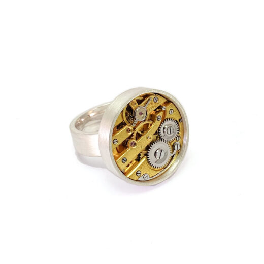 Ring silver (925) with mechanical movement - Image 2