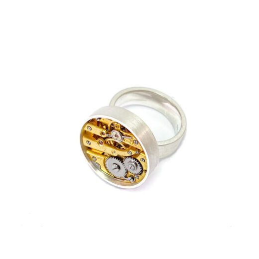 Ring silver (925) with mechanical movement