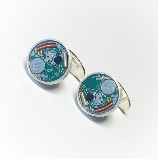 Cufflinks silver (925) with quartz movement - Image 2