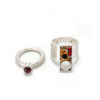 Duoring zilver (925) met quartz uurwerk en Granaat - Afbeelding 2