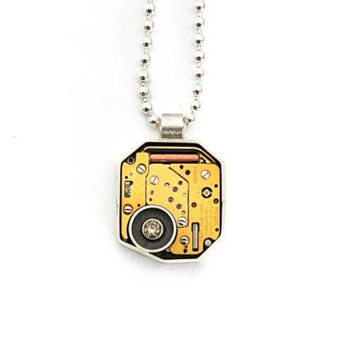 Pendant silver (925) with quartz movement "Seiko" and Diamond