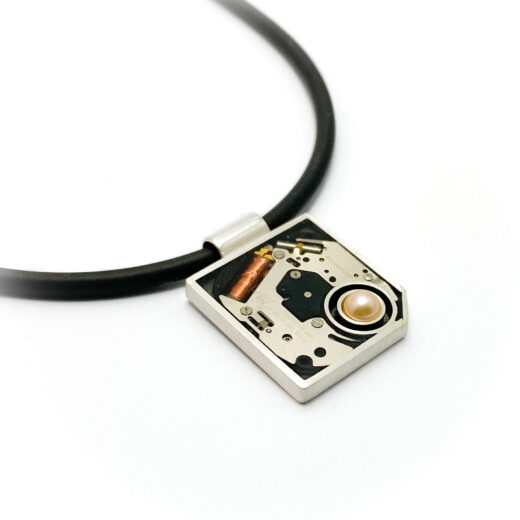 Hanger zilver (925) met quartz uurwerk "Seiko"en parel - Afbeelding 3