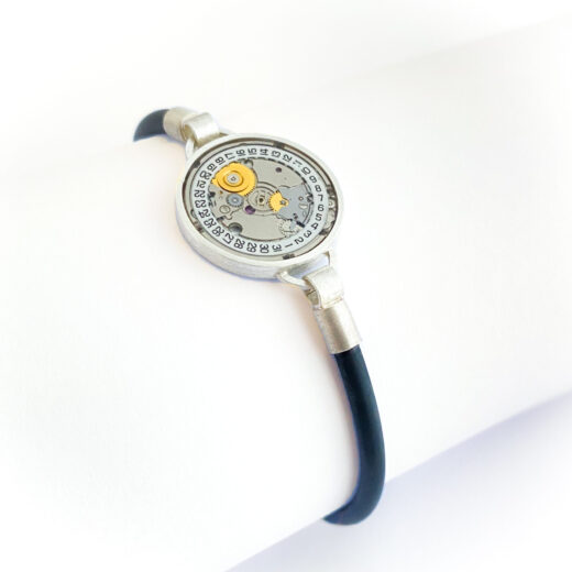 Fine Bracelet silver (925) with quartz movement and rubber band