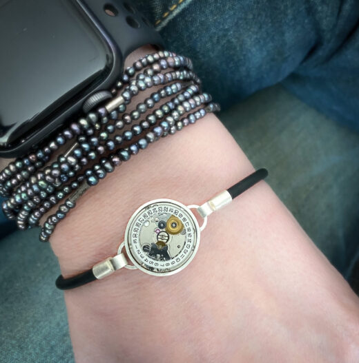 Fine Bracelet silver (925) with quartz movement and rubber band - Image 3