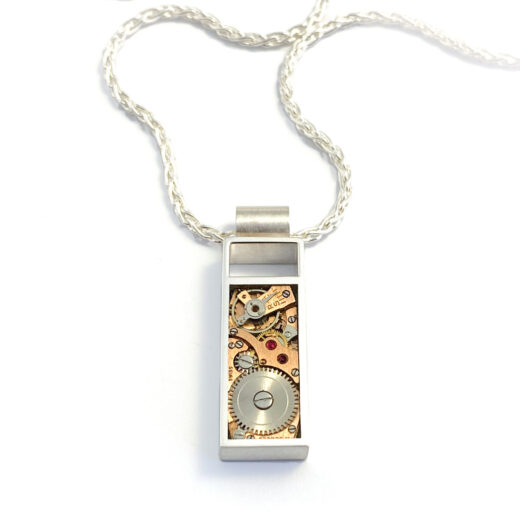 Pendant silver (925) with mechanical movement