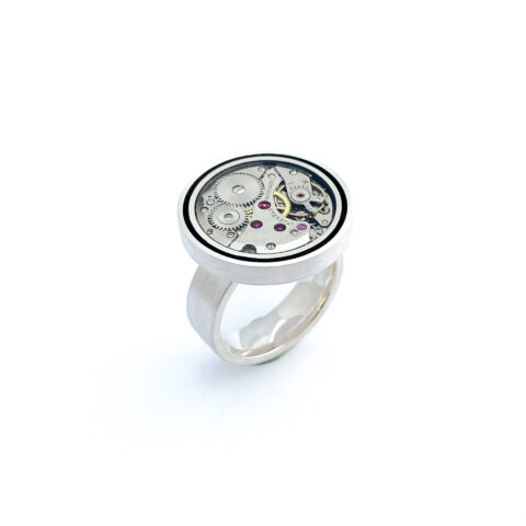 Ring silver (925) with mechanical movement "Halo"