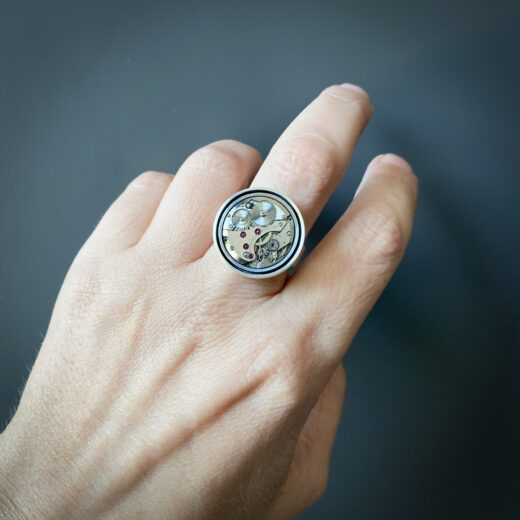 Ring silver (925) with mechanical movement "Halo" - Image 4