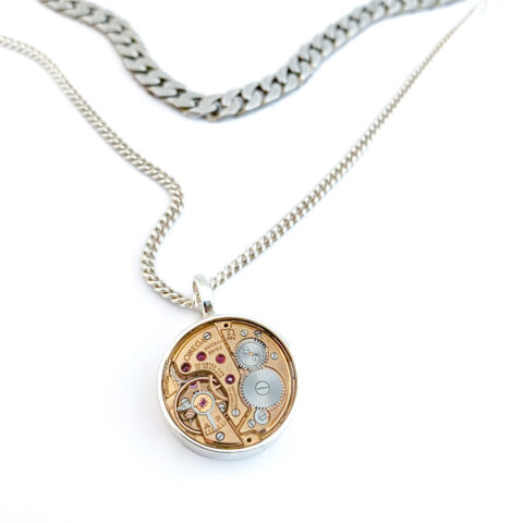 Pendant silver (925) with mechanical movement "O"