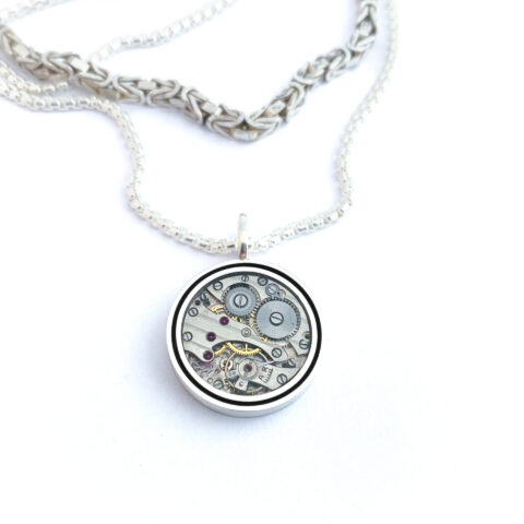 Pendant silver (925) with mechanical movement "Halo"