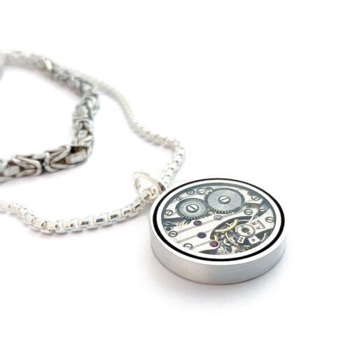 Pendant silver (925) with mechanical movement "Halo" - Image 3