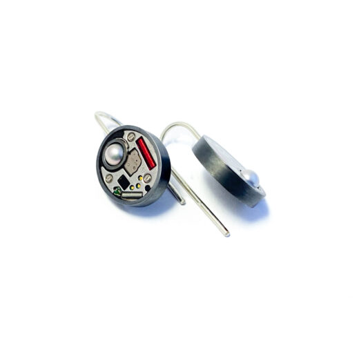 Earrings silver (925) with quartz movements and grey pearls - Image 3