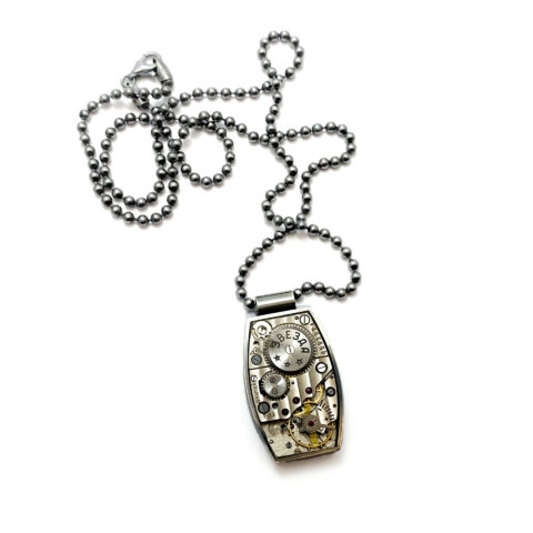 Pendant silver (925) with mechanical movement