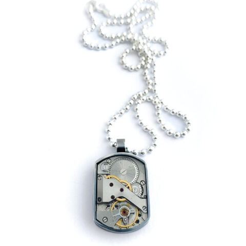 Pendant silver (925) with vintage mechanical movement