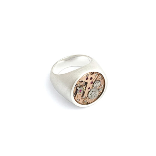 Ring silver (925) with mechanical movement "Chunky-Rose"