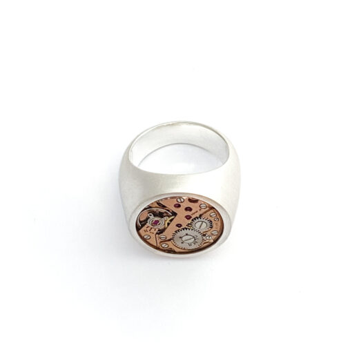 Ring zilver (925) met mechanisch uurwerk "Chunky-Rose" - Afbeelding 4