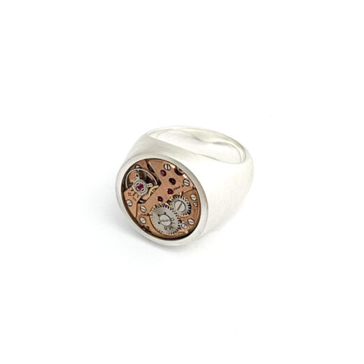 Ring zilver (925) met mechanisch uurwerk "Chunky-Rose" - Afbeelding 2