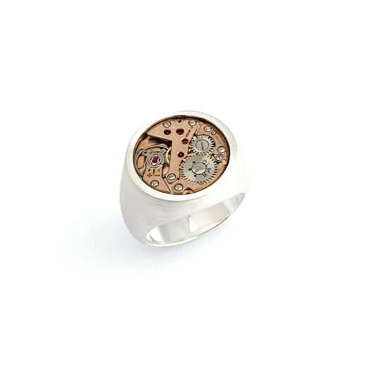 Ring zilver (925) met mechanisch uurwerk "Chunky-Rose" - Afbeelding 3