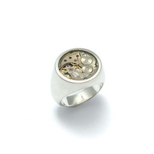 Ring silver (925) with mechanical movement "Chunky-E"