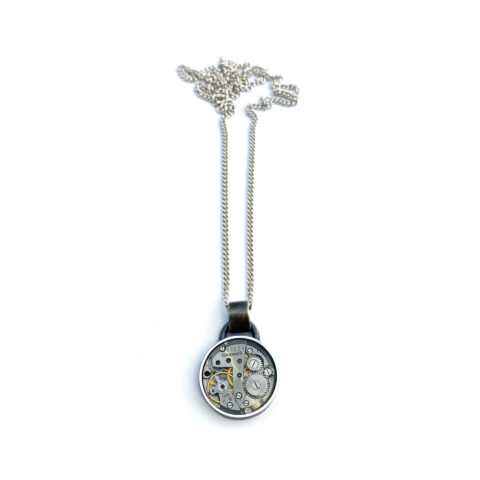 Pendant silver (925) with mechanical movement
