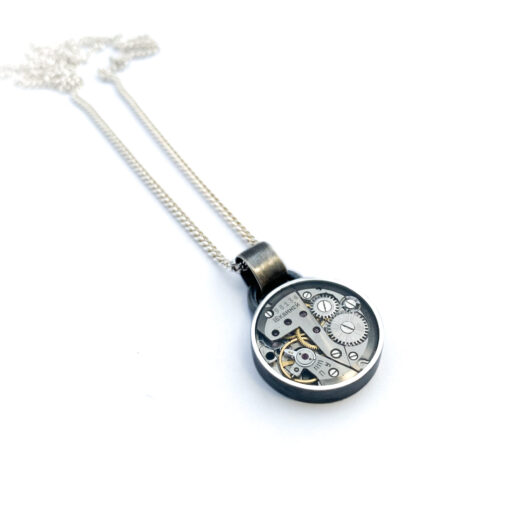 Pendant silver (925) with mechanical movement - Image 2
