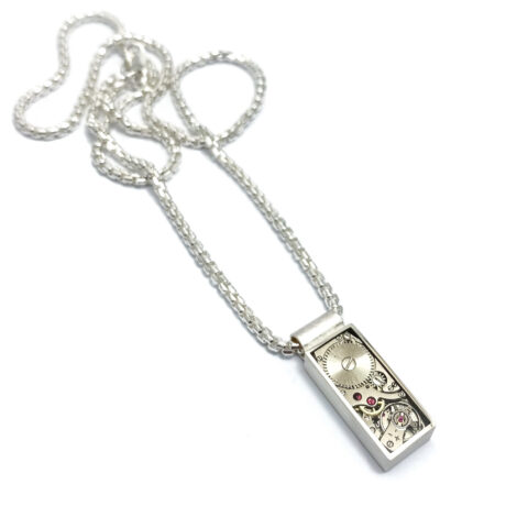 Pendant silver (925) with mechanical movement