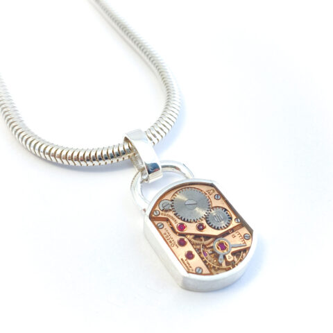 Pendant silver (925) with mechanical movement "O 244"