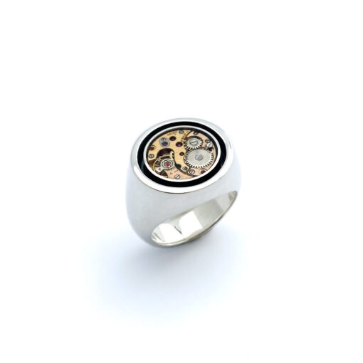 Ring silver (925) with mechanical movement "Chunky-Halo" - Image 4