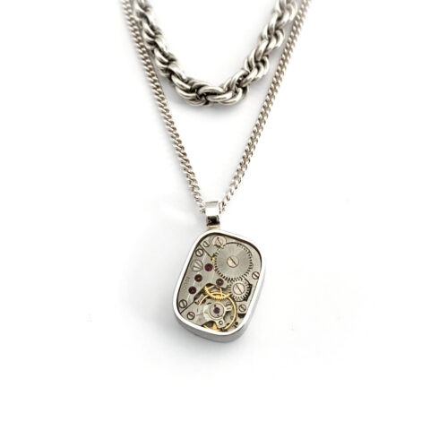 Pendant silver (925) with mechanical movement "Retro"