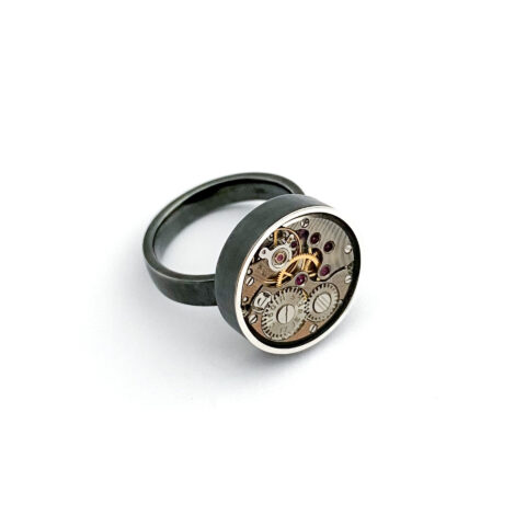 Ring silver (925) with mechanical movement