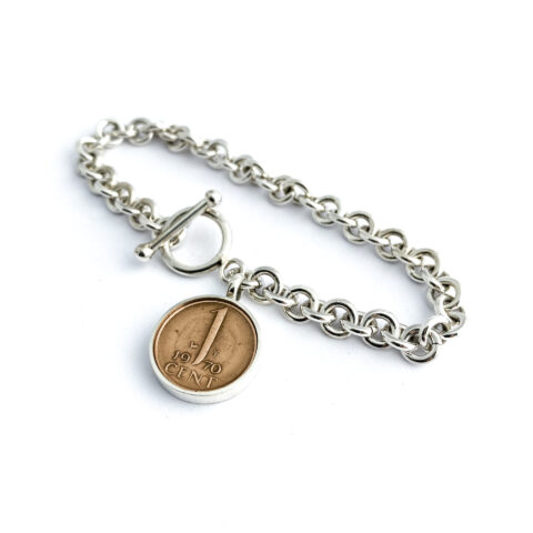 Bracelet silver (925) with 1 cent "Number One"