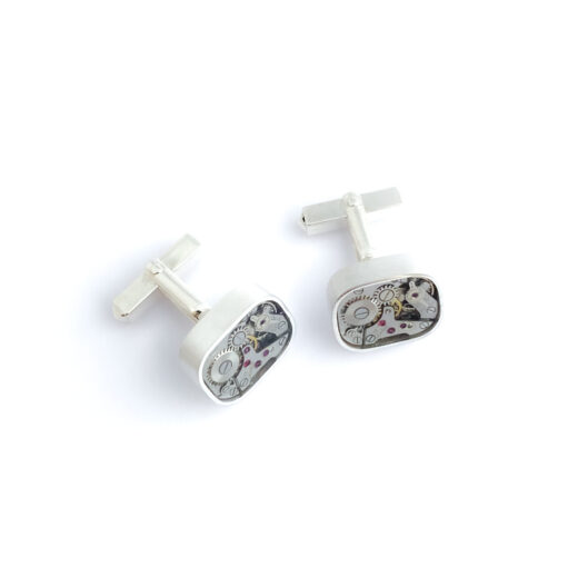 Cufflinks silver (925) with mechanical movement - Image 4