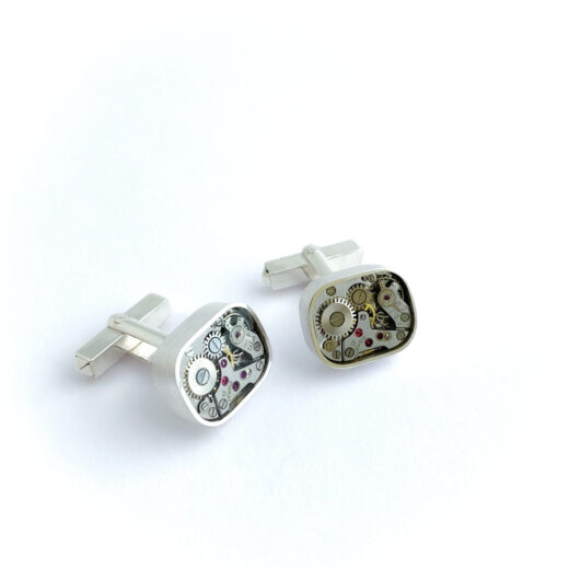 Cufflinks silver (925) with mechanical movement - Image 3