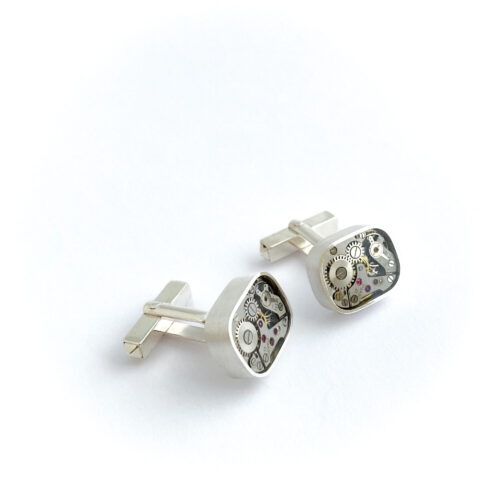 Cufflinks silver (925) with mechanical movement