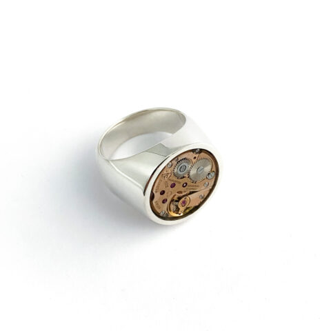 Ring silver (925) with mechanical movement "Chunky-O"