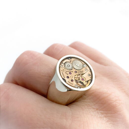 Ring zilver (925) met mechanisch uurwerk "Chunky-O" - Afbeelding 5