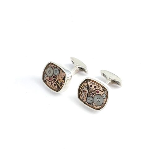Cufflinks silver (925) with mechanical movement "Omg"