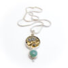 Pendant silver (925) with mechanical movement and Blue Calcedony & Pearl - Image 2