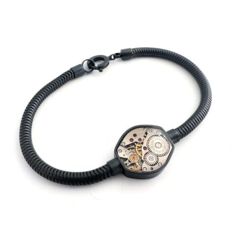 Bracelet silver (925) with mechanical movement