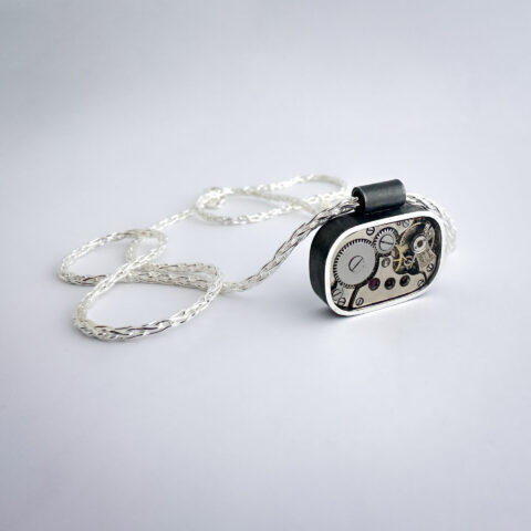 Pendant silver (925) with mechanical movement "Retro"