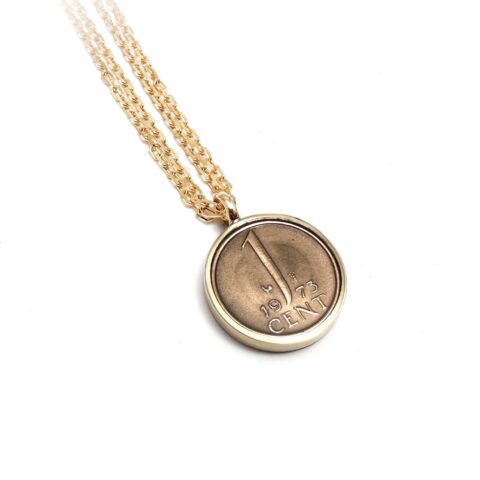 Pendant Gold (14K/585) with 1 cent "Number One"