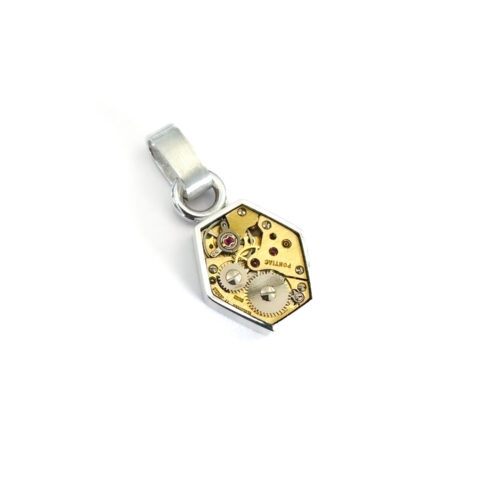 Pendant silver (925) with mechanical movement "Hexagon"